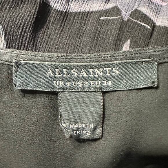 AllSaints Delana Soleil Midi Wrap Dress Women's 2 Black NWT **FLAWED** - Picture 7 of 12